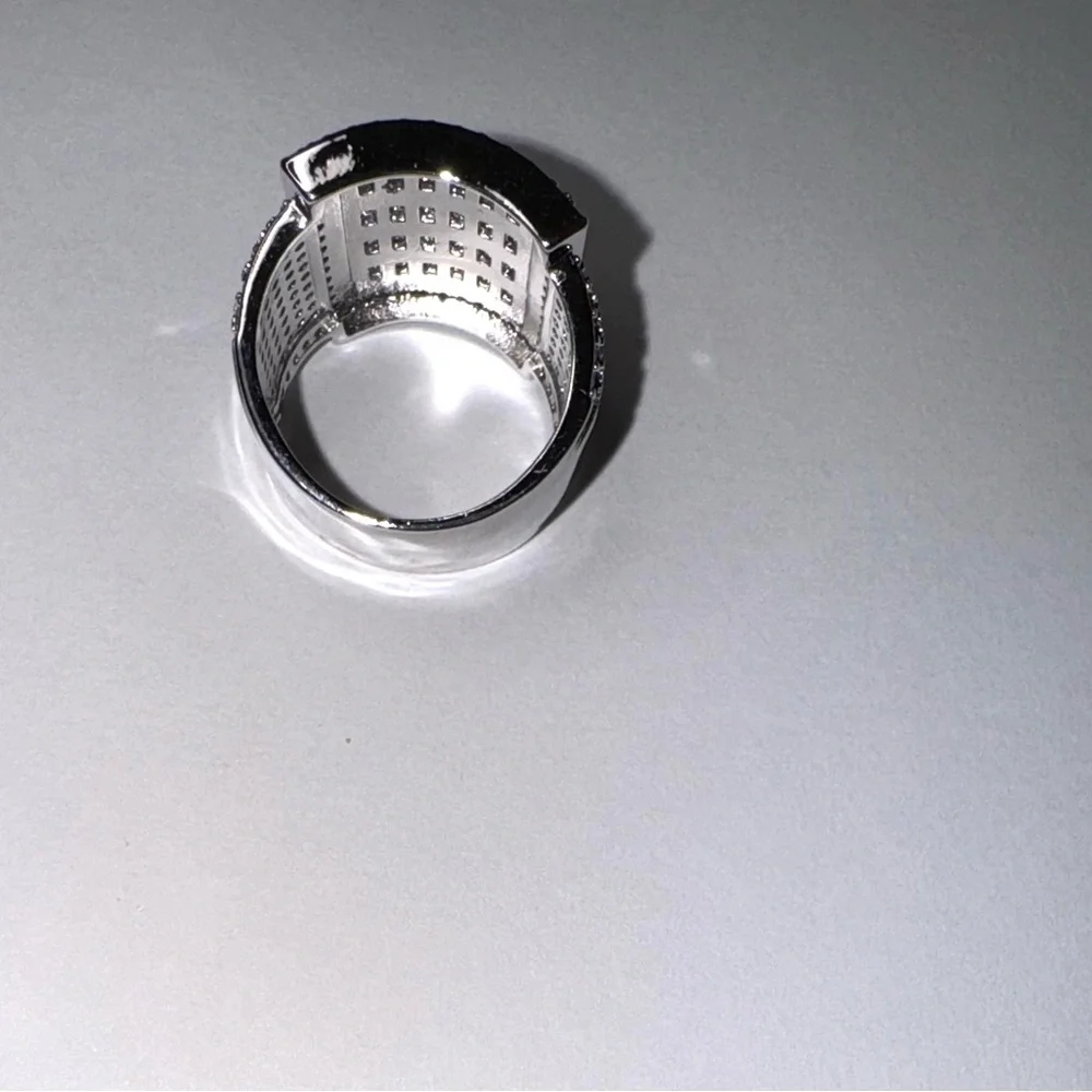 Silver Statement Ring with Clear  CZ Stones - Picture 5 of 6
